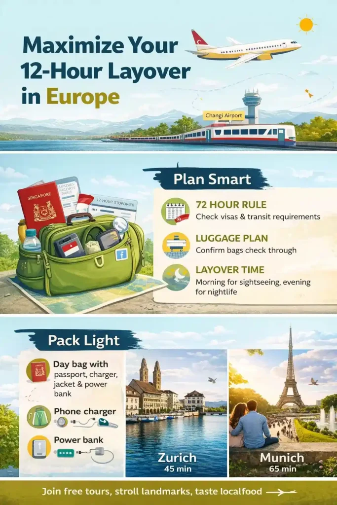 12 hour layover Europe from Singapore